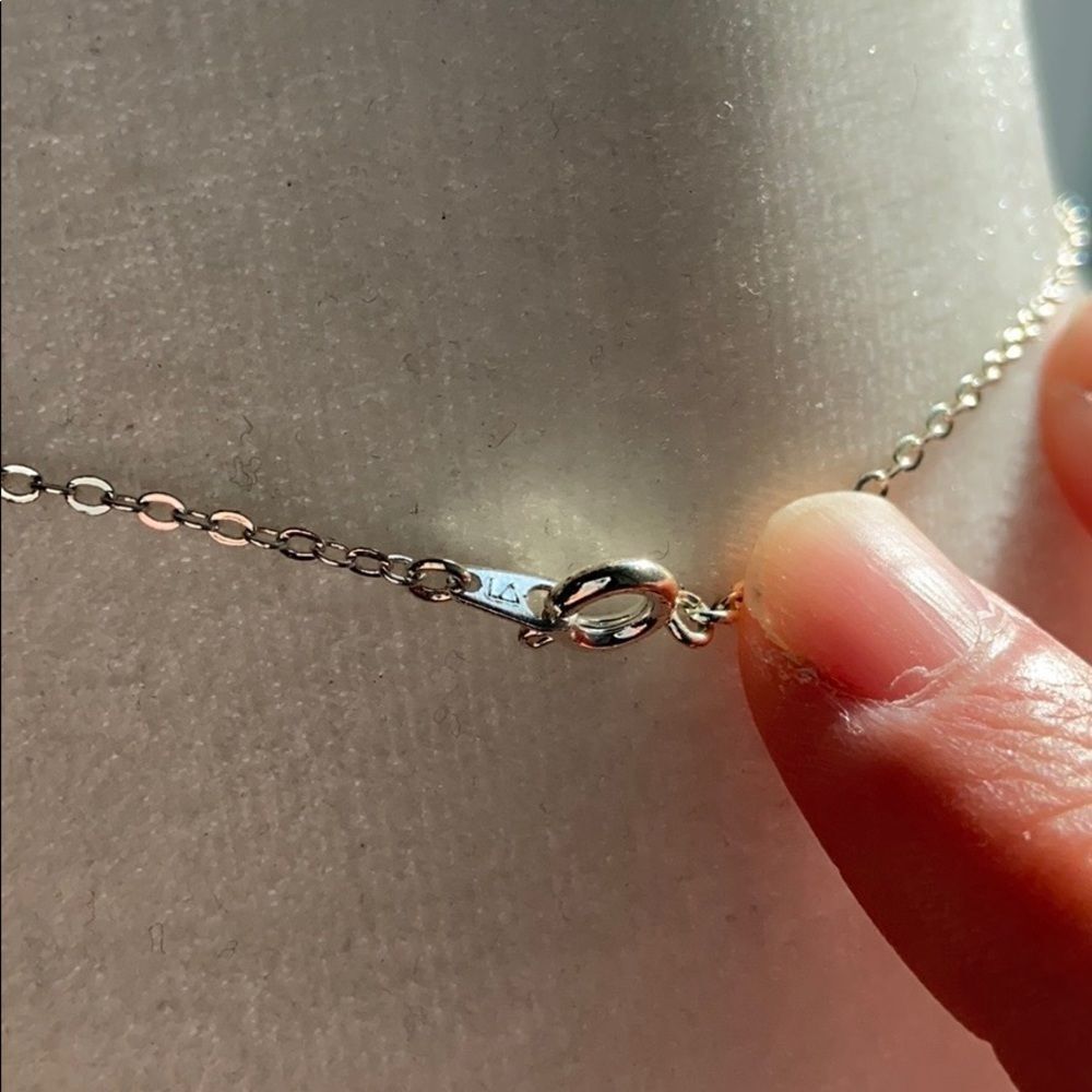 “E” Cursive Initial Rhinestone Silver Necklace - image 4